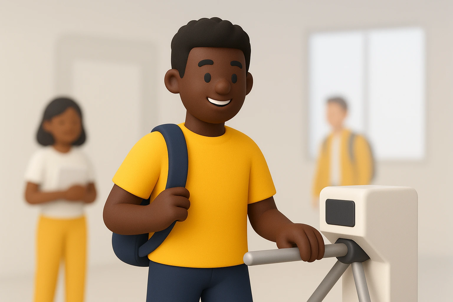 jovem passando na catraca claymorphic